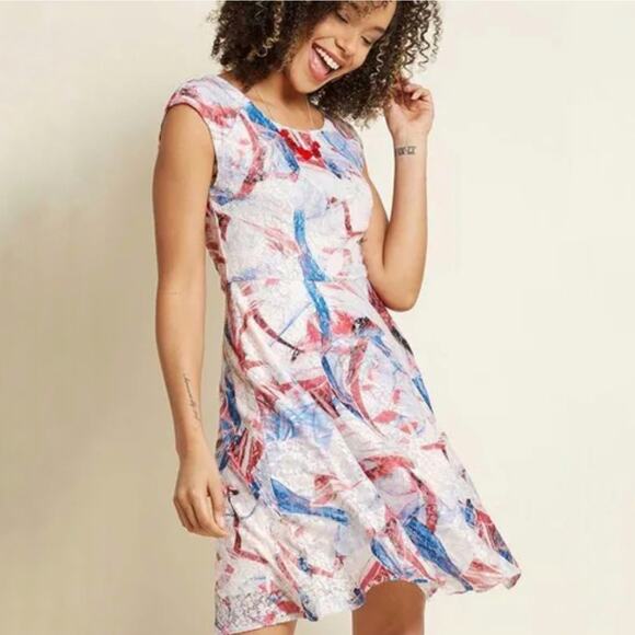 Modcloth Subtle Double Take Lace Cap Sleeve Mini Dress Size XL - Picture 1 of 6